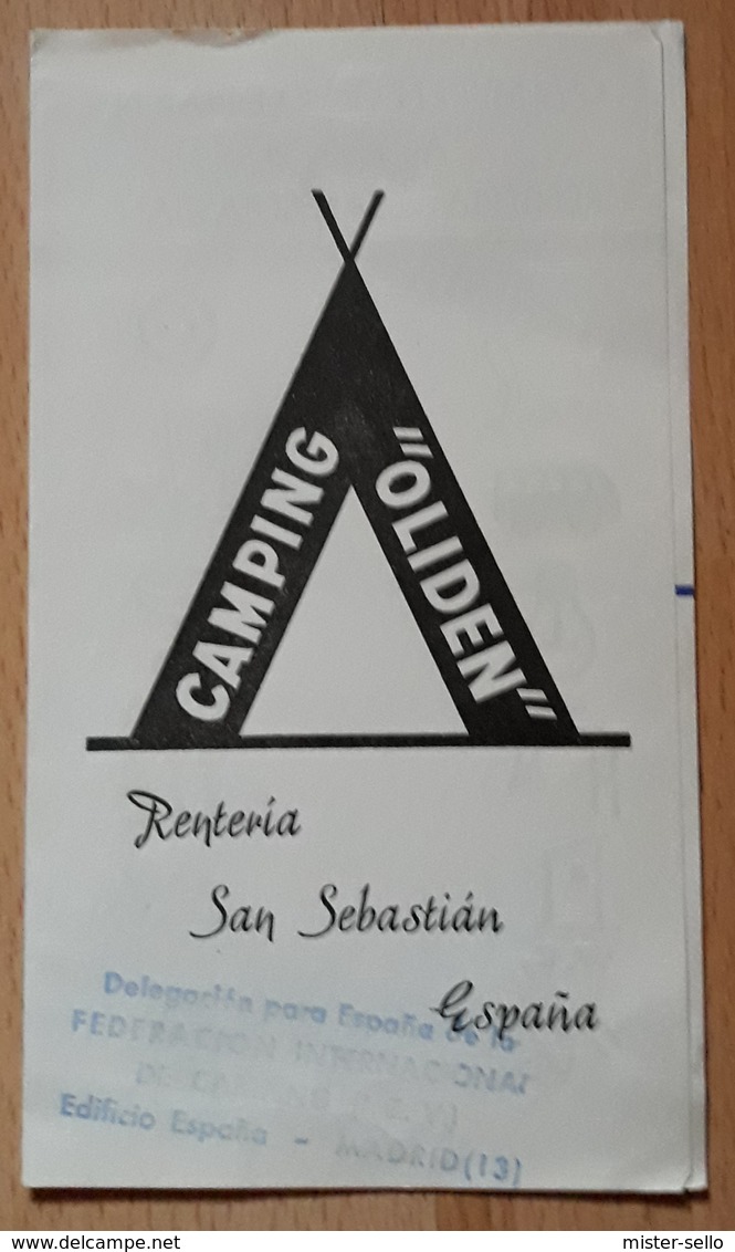 CAMPING OLIDEN. RENTERIA - SAN SEBASTIAN - ESPAÑA. - Cuadernillos Turísticos