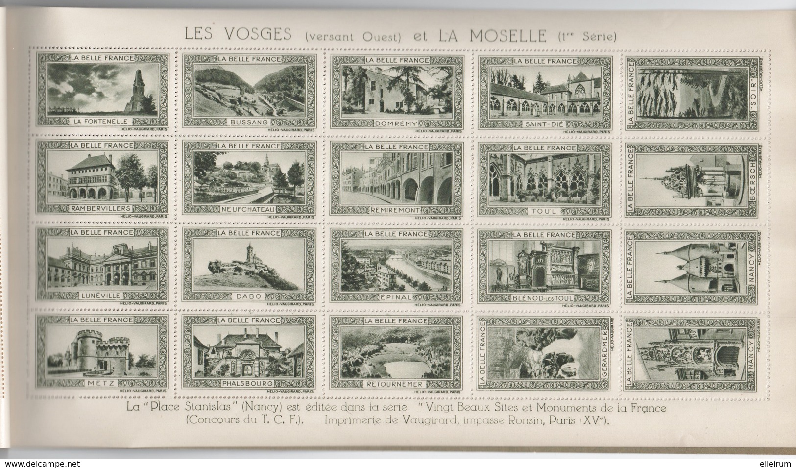 VIGNETTES TOURISTIQUES.NANCY .METZ .EPINAL St DIE. GERARDMER.TOUL.ETC. LES VOSGES ( VERSANT OUEST ) Et LA MOSELLE. - Blokken & Postzegelboekjes