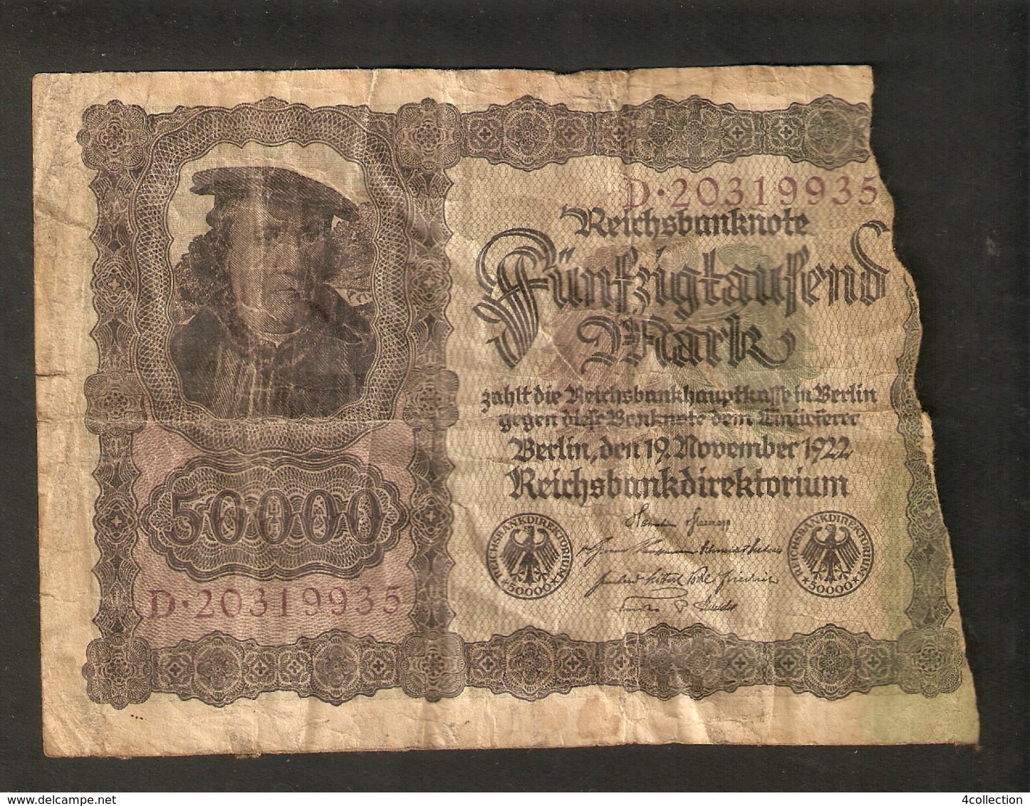 C. Germany Reichsbanknote 50000 Mark 1922 Berlin Ser. D # 20319935 - 50000 Mark