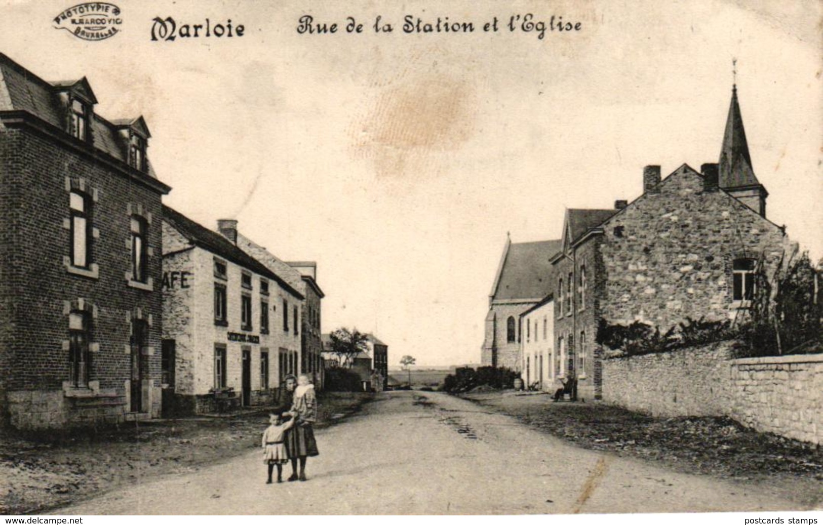 Marloie - Rue De La Station Et L' Eglise, Feldpost 1916 - Marche-en-Famenne