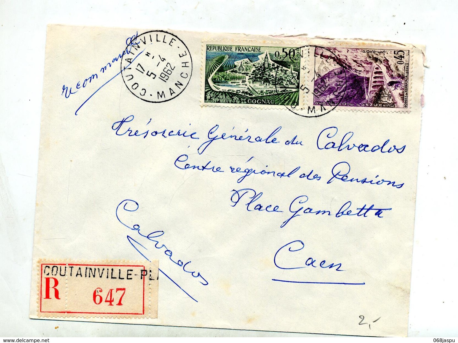 Lettre Recommandée Coutainville Sur Cognac Kerratra - Handstempel