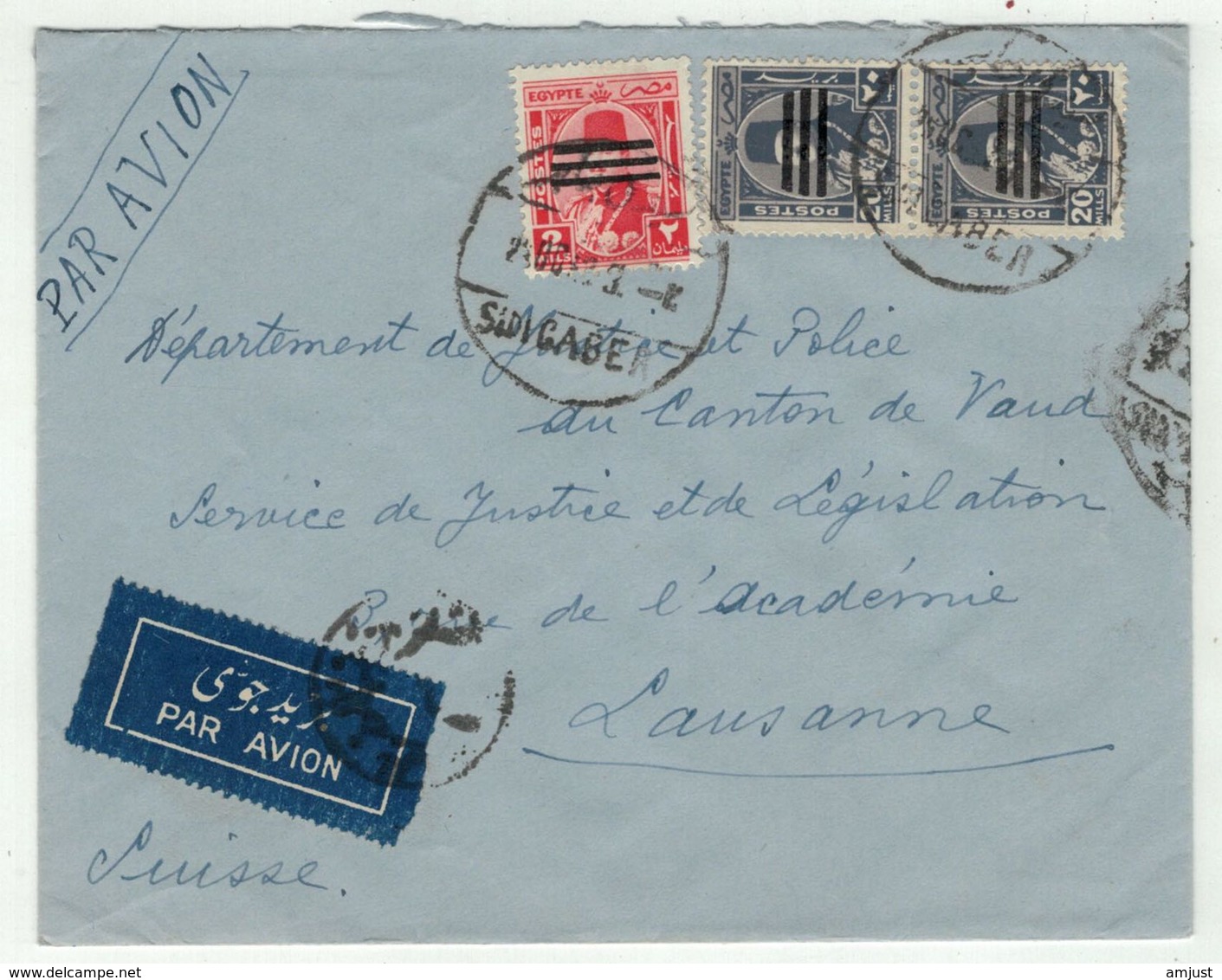 Egypte // Lettre  Pour La Suisse - Lettres & Documents