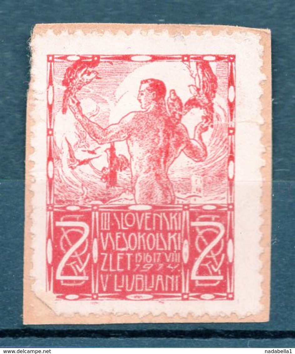 1914 SLOVENIA,  LJUBLJANA, III SLOVENSKI SVESOKOLSKI SLET, POSTER STAMP - Slovenia