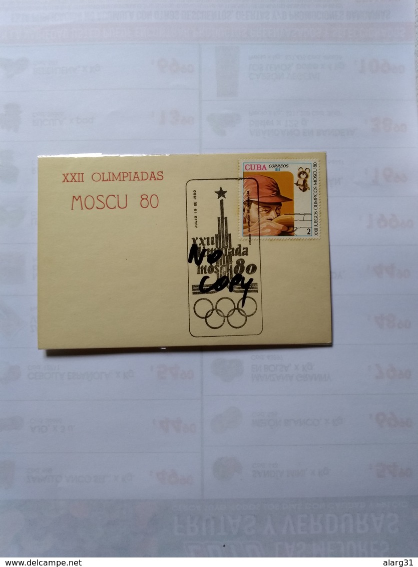 Cuba The  Pictorial Postmark Olimpic Moscow Moscú 80 July 19 1980 On Card - Verano 1980: Moscu