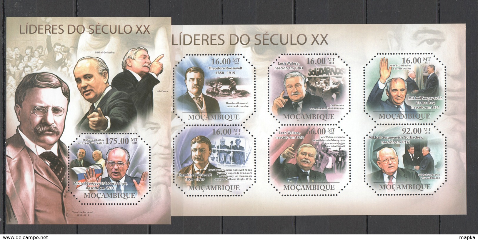 BC1006 2011 MOZAMBIQUE MOCAMBIQUE FAMOUS PEOPLE LEADERS XX CENTURY ROOSEVELT KB+BL MNH - Other & Unclassified