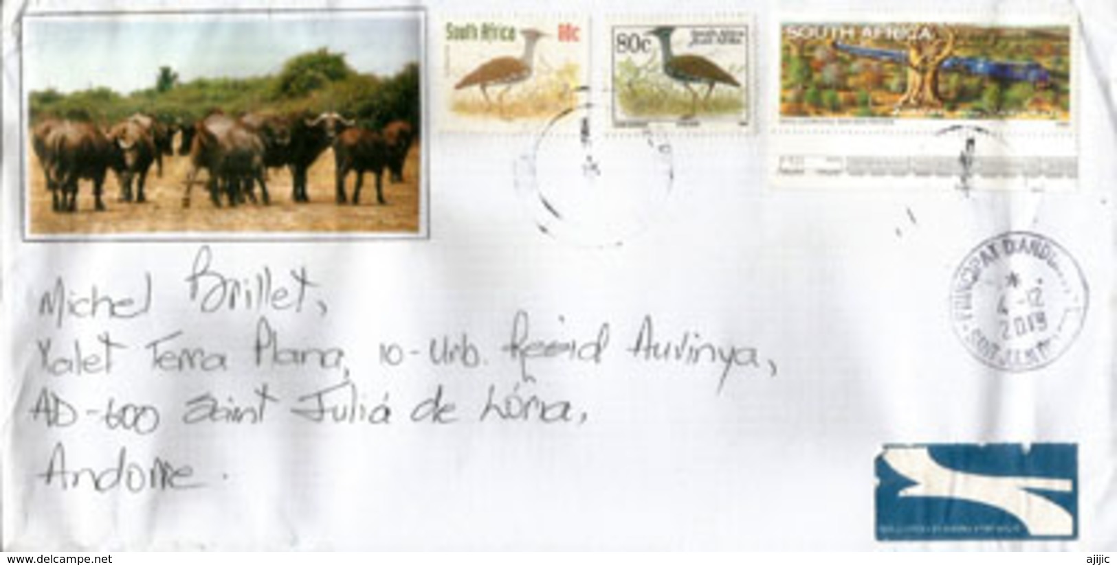 The Legendary Blue Train Of South-Africa, Letter Sent To Andorra, With Arrival Postmark - Covers & Documents