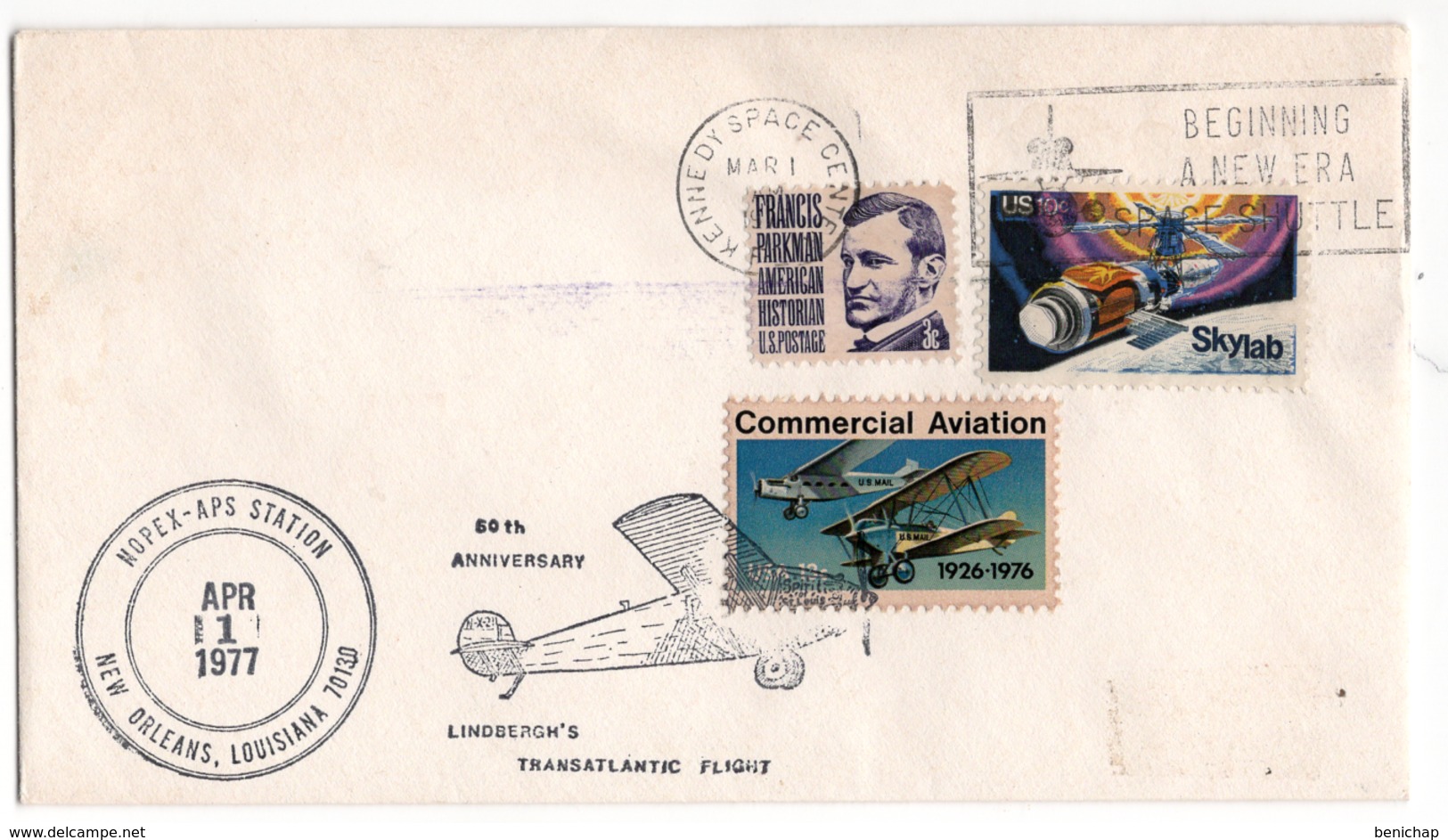 (R21) KENNEDY NSPACE CENTER - SKY LAB - HOPEX-APS STATION - NEW ORLEAN - LINDBERGH'S Flight - 1977. - Event Covers