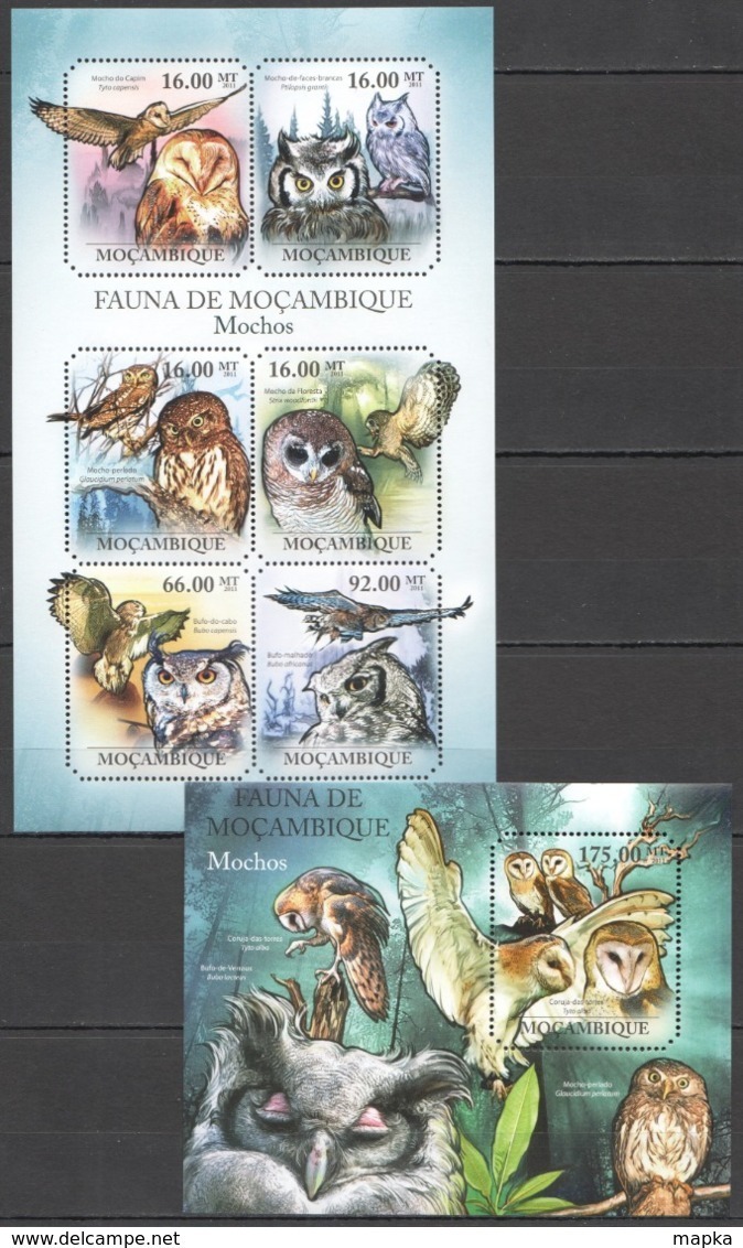 BC1066 2011 MOZAMBIQUE MOCAMBIQUE FAUNA BIRDS MOCHOS OWLS KB+BL MNH - Uilen