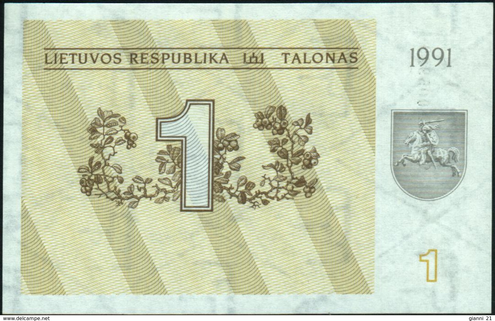 LITHUANIA - 1 Talonas 1991 {Lietuvos Respublika} AU-UNC P.32 A - Litauen