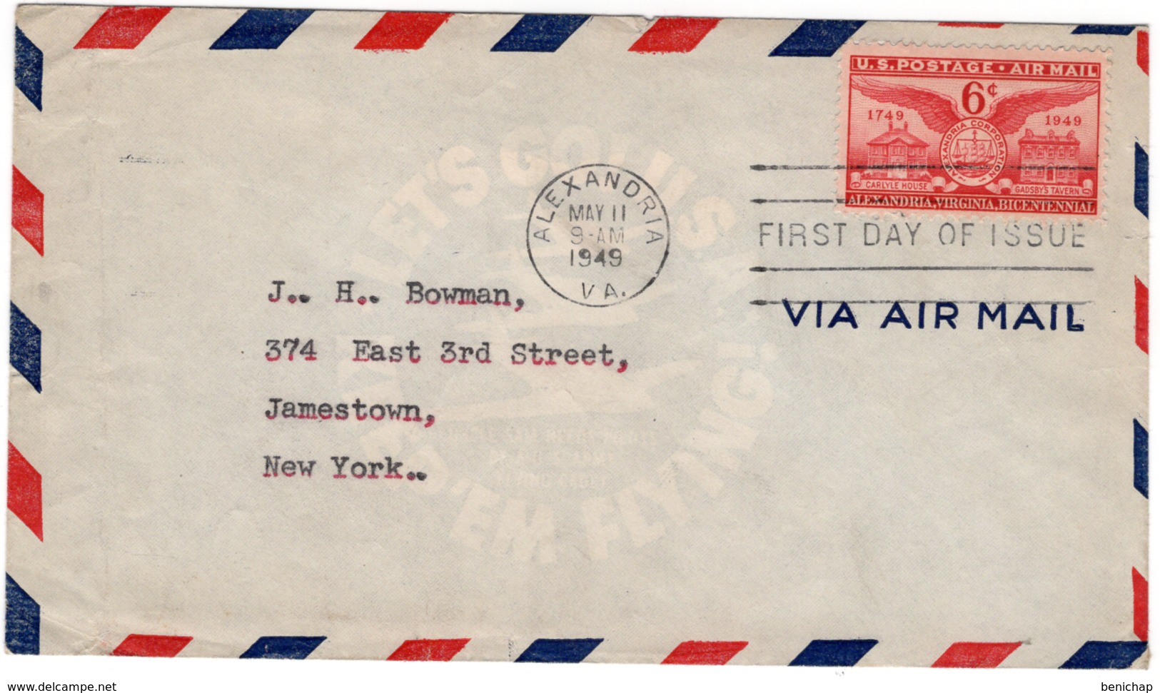 (R24) SCOTT C40 - FDI - VIA AIR MAIL - ALEXANDRIA - NEW YORK - 1949. - 2c. 1941-1960 Brieven