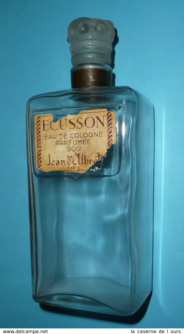 Ancien Flacon De Parfum Vide, Eau De Cologne Prfumée Jean D'Albret Paris ECUSSON - Flacons (vides)