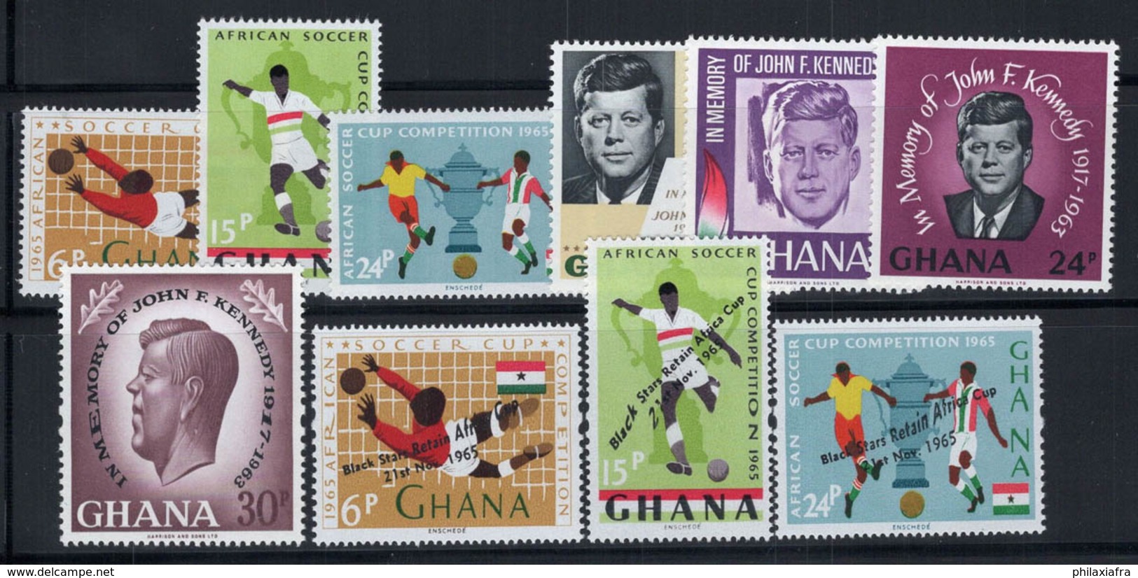 Ghana 1965 Mi. 243-252 Neuf ** 100% Football, John F. Kennedy - Ghana (1957-...)