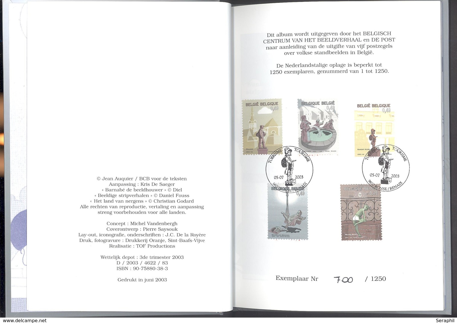 Livre Bande Dessinée -  Postzegels In Beeld (met Kuifje) - Timbres N° 3194/98 - 2003 - NL - Philabédés (cómics)
