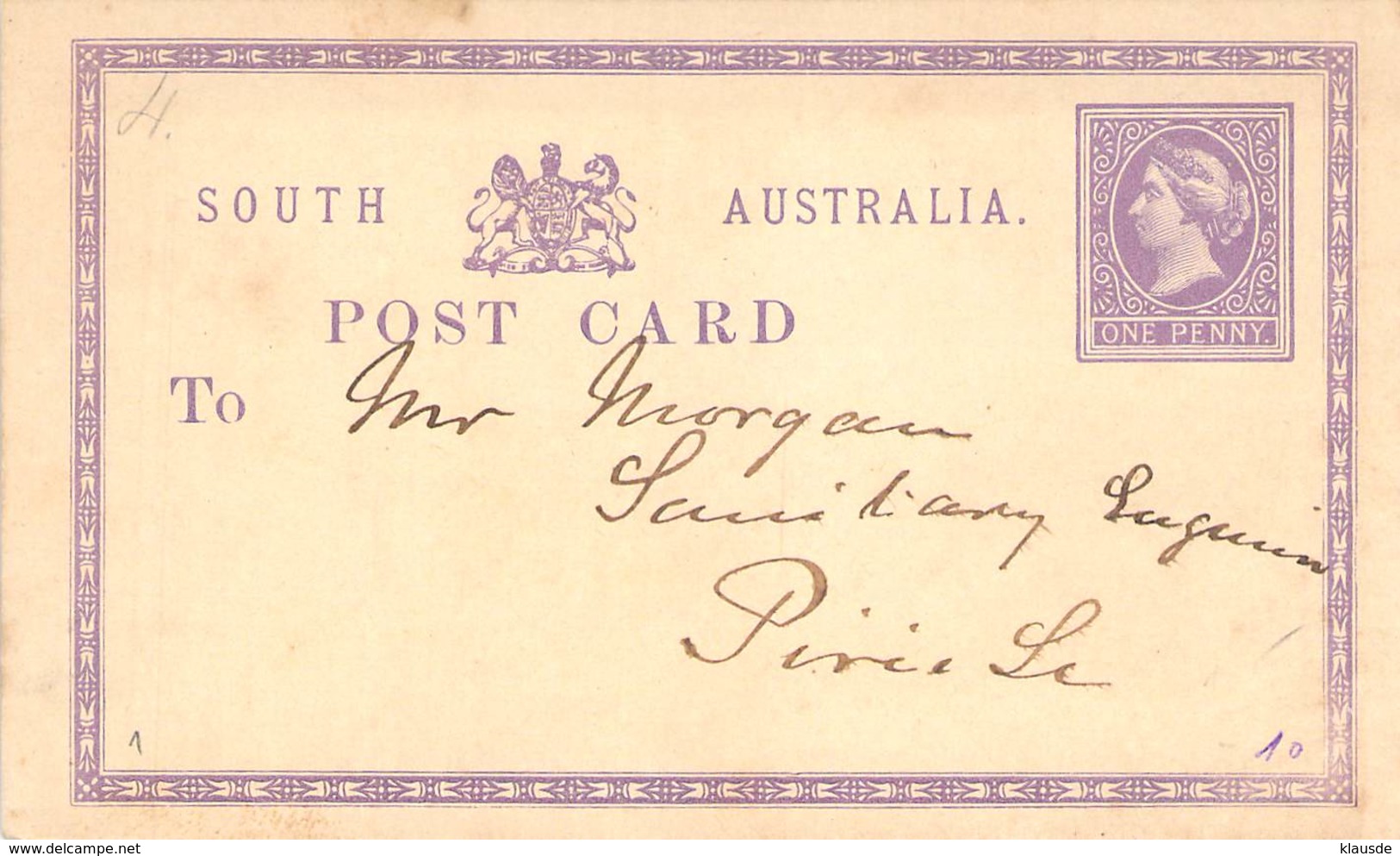 One Penny GS South Australia Beschrieben - Lettres & Documents