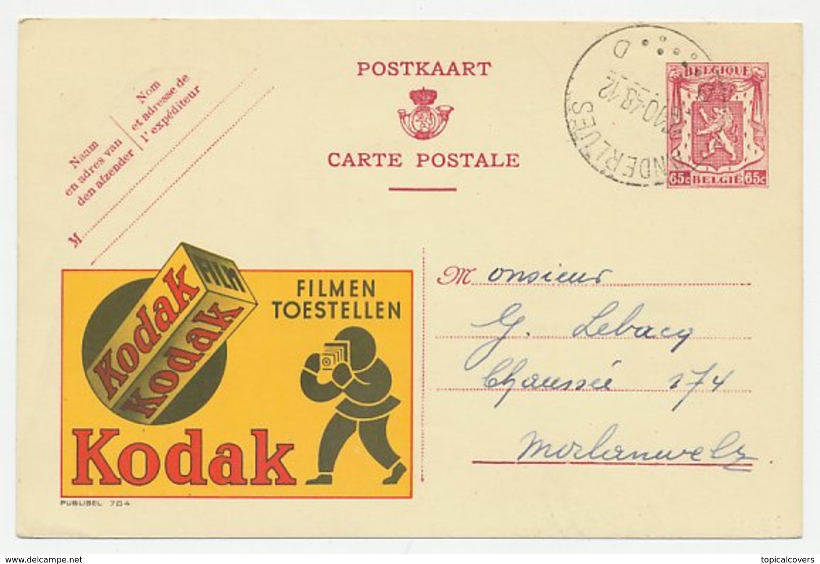 Publibel - Postal Stationery Belgium 1948 Kodak - Photography - Film - Photography