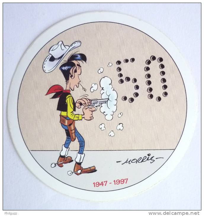 AUTOCOLLANT LUCKY LUKE - MORRIS - 1997 50 ANS Mat - Zelfklevers