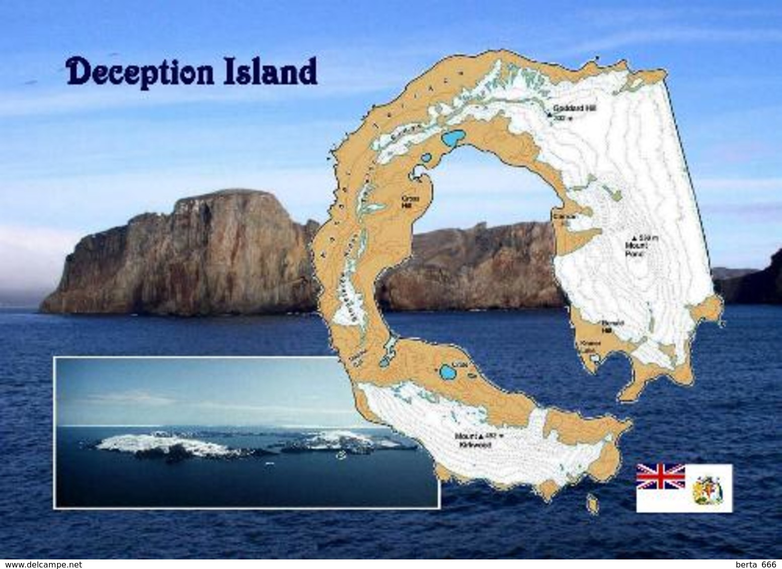 Antarctica Deception Island Map New Postcard Antarktik Landkarte AK - Sonstige & Ohne Zuordnung