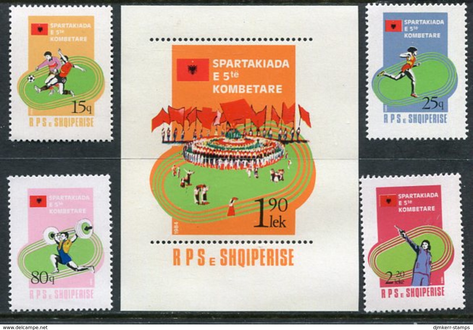 ALBANIA 1984 National Spartakiad  Set + Block MNH / **.  Michel 2238-41, Block 82 - Albanien