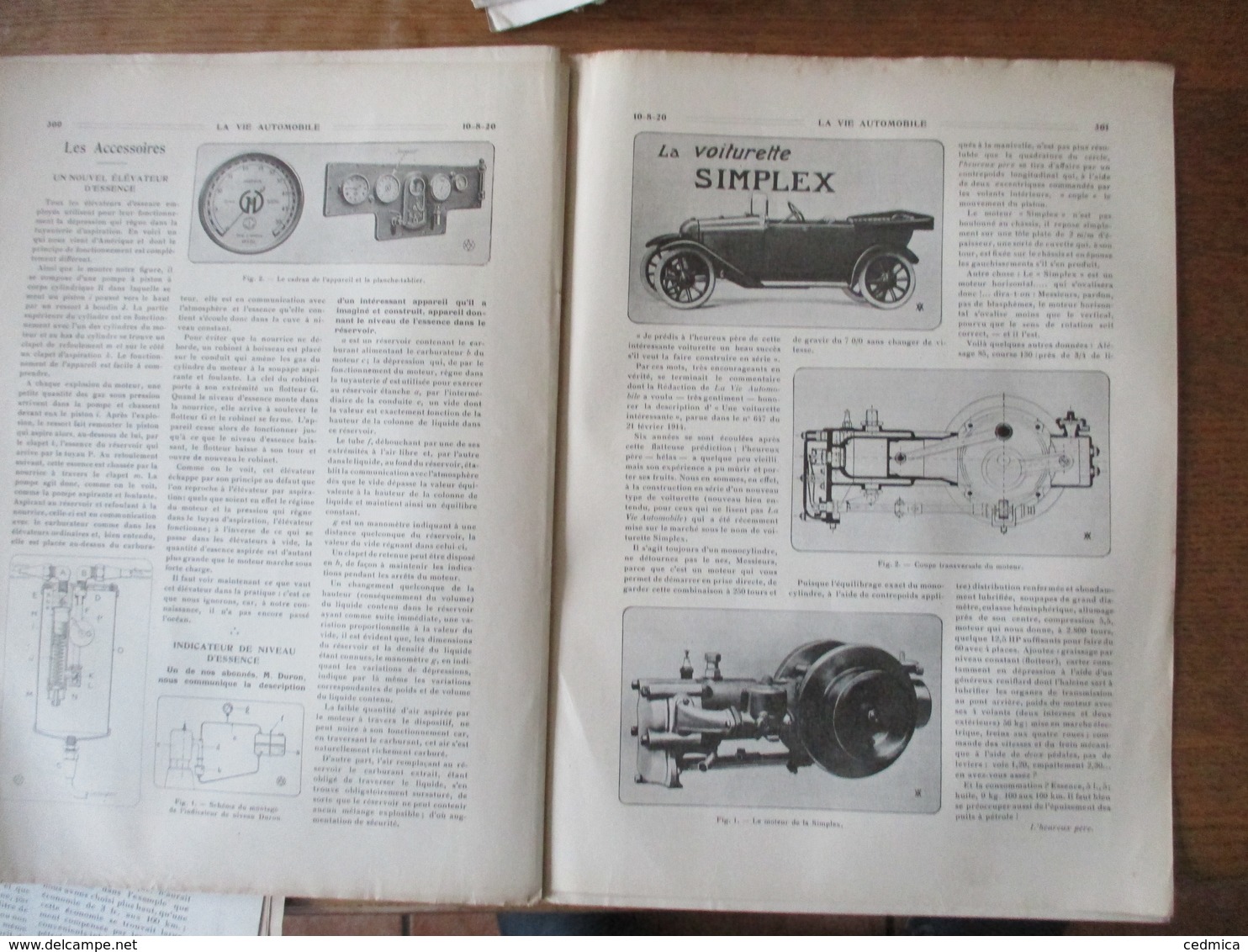 LA VIE AUTOMOBILE DU 10 AOUT 1920 LA VOITURETTE SIMPLEX, LES MOTEURS DESAXES,LE SENS DE L'ORIENTATION - Auto