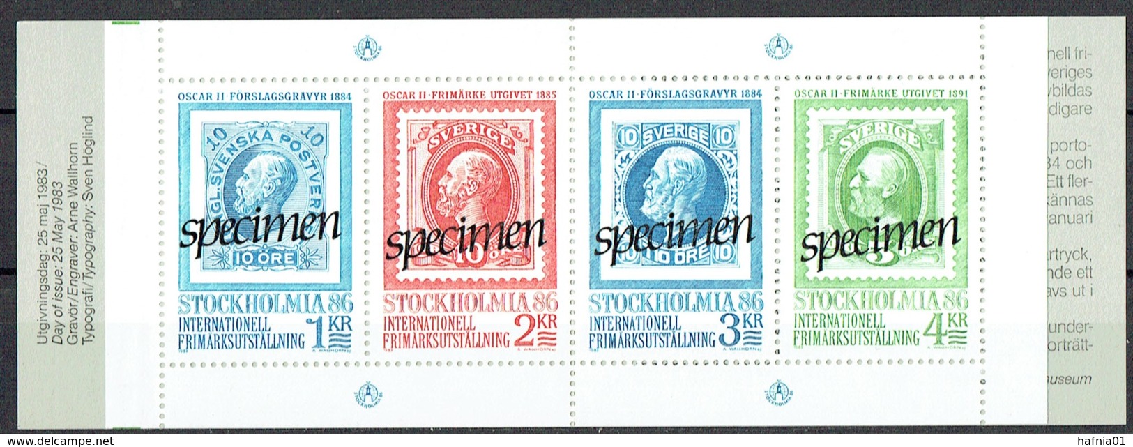 Sweden 1983. Int. Stampexhibition STOCKHOLMIA' 86. Booklet. Michel MH 94. Specimen. - Proofs & Reprints