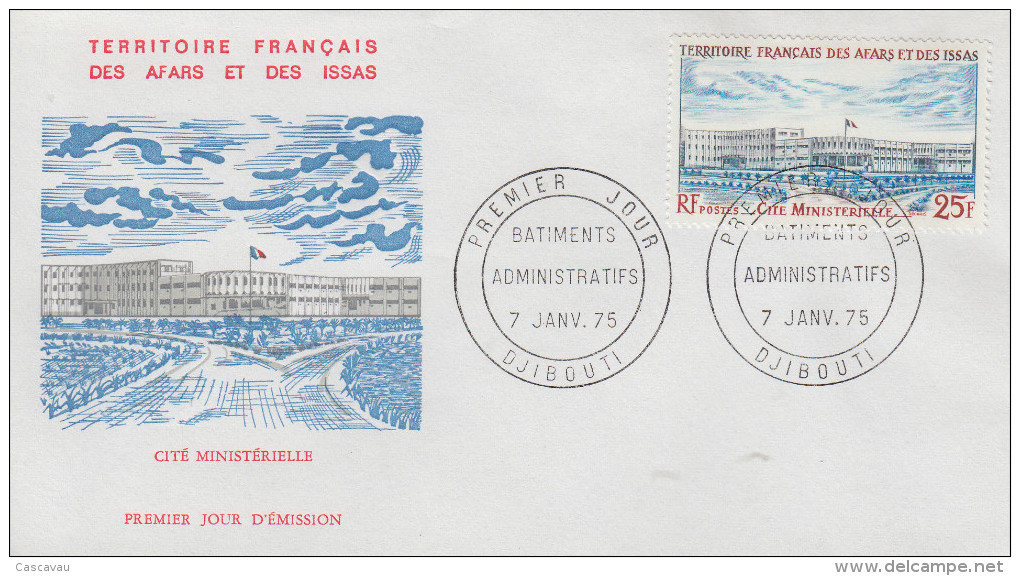 Enveloppe  FDC  1er  Jour  TERRITOIRE  FRANCAIS   Des   AFARS  Et  ISSAS    Cité  Ministérielle   1975 - Andere & Zonder Classificatie