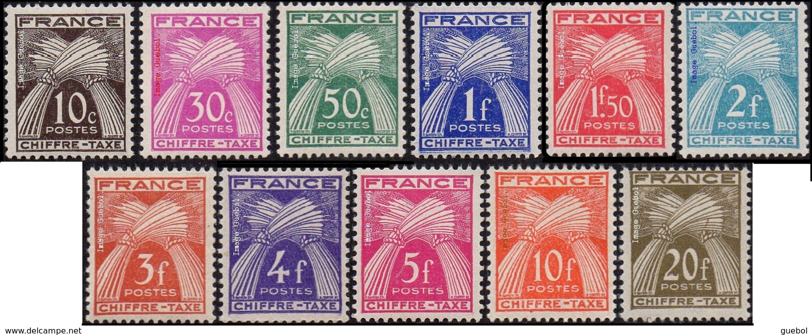 France N° Taxe  67 à 77 ** Gerbes, Série Chiffre - 1859-1959.. Ungebraucht