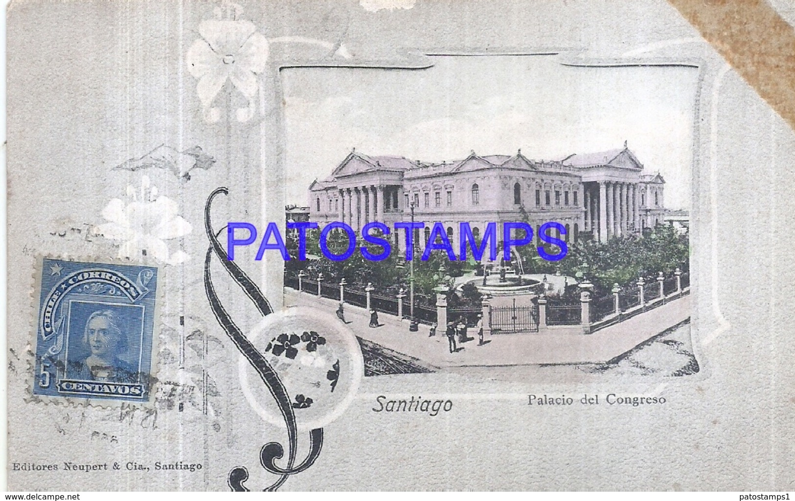 126780 CHILE SANTIAGO PALACIO DEL CONGRESO CIRCULATED TO PARAGUAY POSTAL POSTCARD - Chile