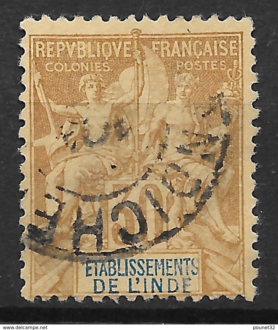 INDE FRANCAISE : GROUPE 30c BRUN N° 9 CACHET PONDICHERY COTE 56 € - Oblitérés