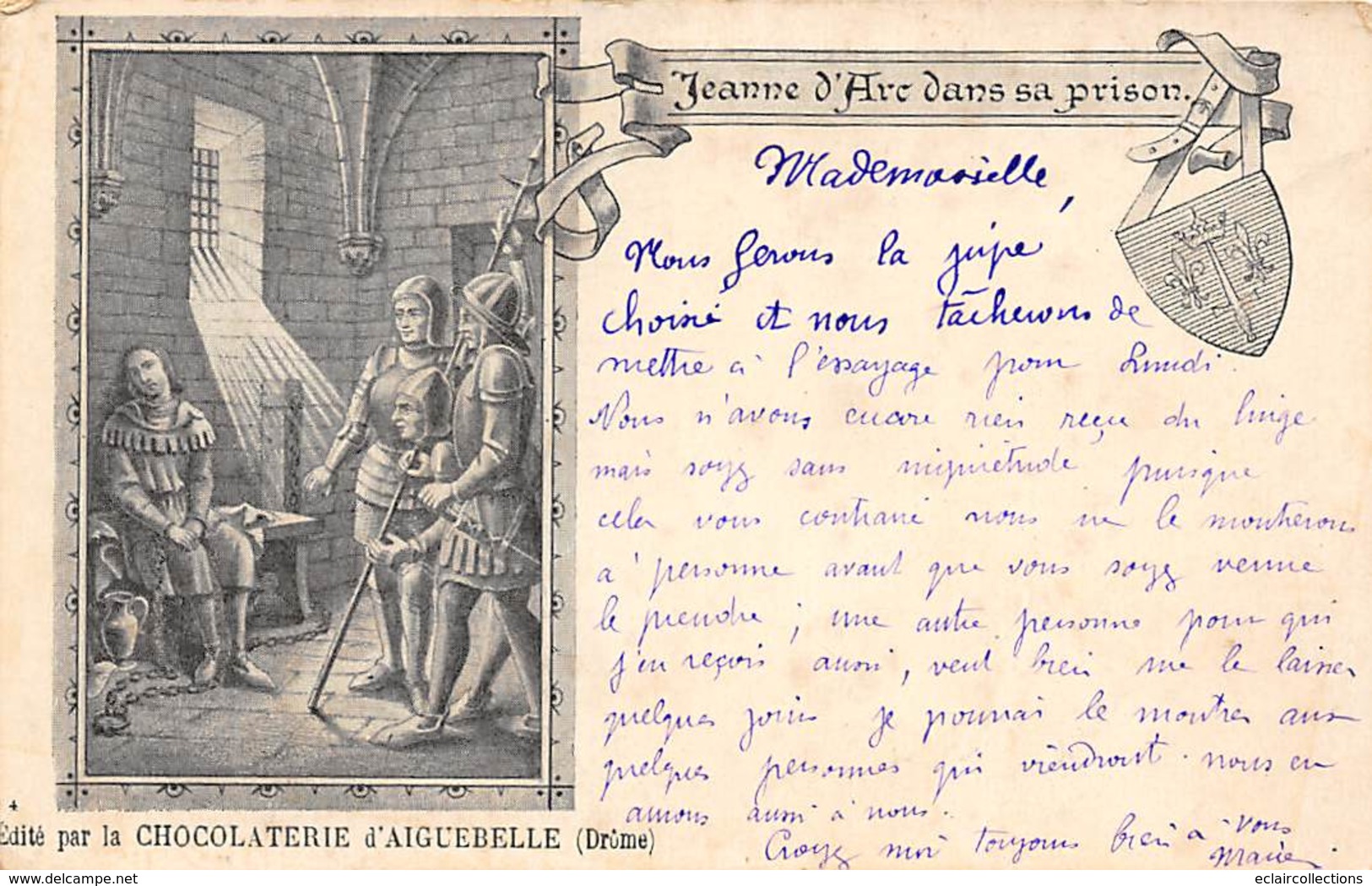 Thème        Histoire      Jeanne D'arc Dans Sa Prison   Edition Chocolat Aiguebelle  (voir Scan) - History
