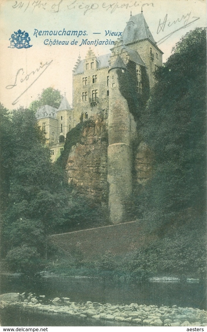 Remouchamps 1905; Vieux Château De Montjardin - Voyagé. (Grand Bazar De Liège) - Aywaille