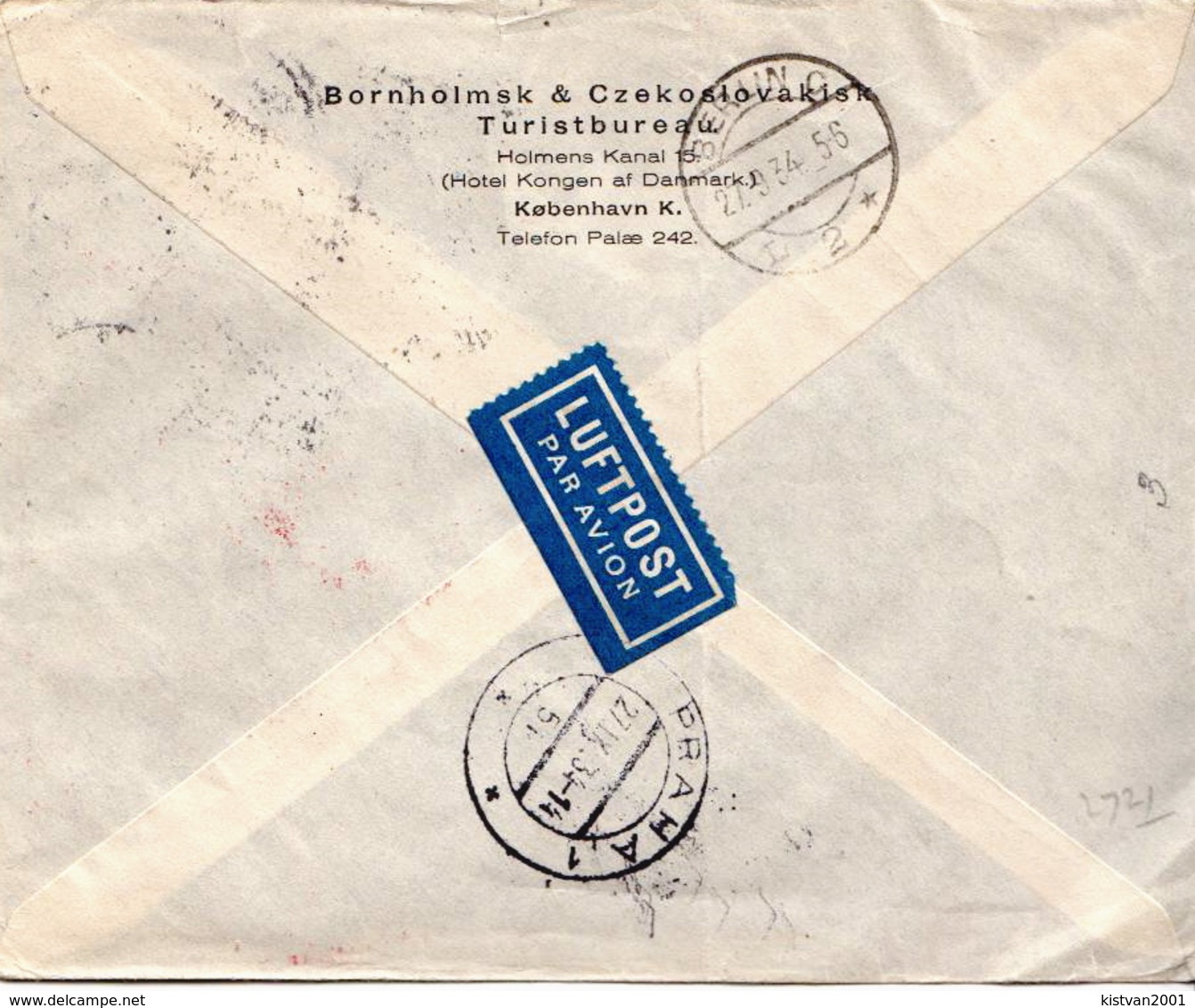 Postal History Cover: Denmark Airmail Cover Sent To Praha Via Berlin From 1934 - Covers & Documents