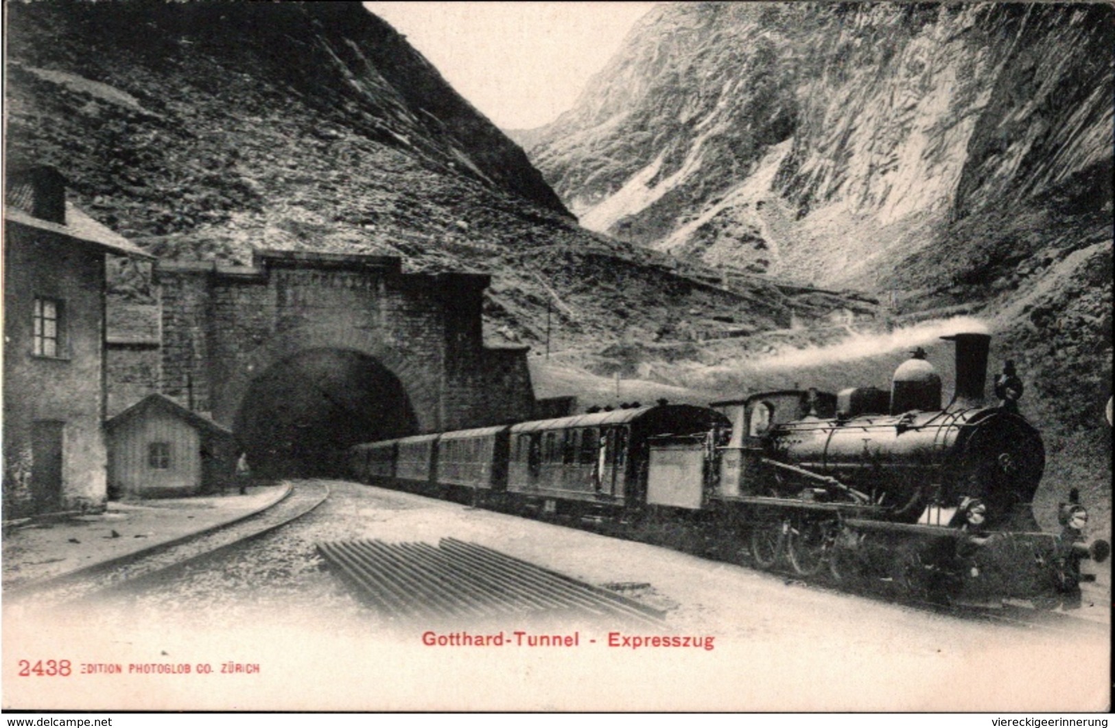 ! Alte Ansichtskarte Gotthard Tunnel, Expresszug, Eisenbahn, Edit. Photoglob Zürich Nr. 2438 - Andere & Zonder Classificatie