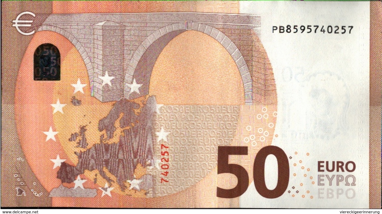 ! 50 Euro, P007H5, PB8595740257, Currency, Banknote, Billet Mario Draghi, EZB, Europäische Zentralbank - 50 Euro