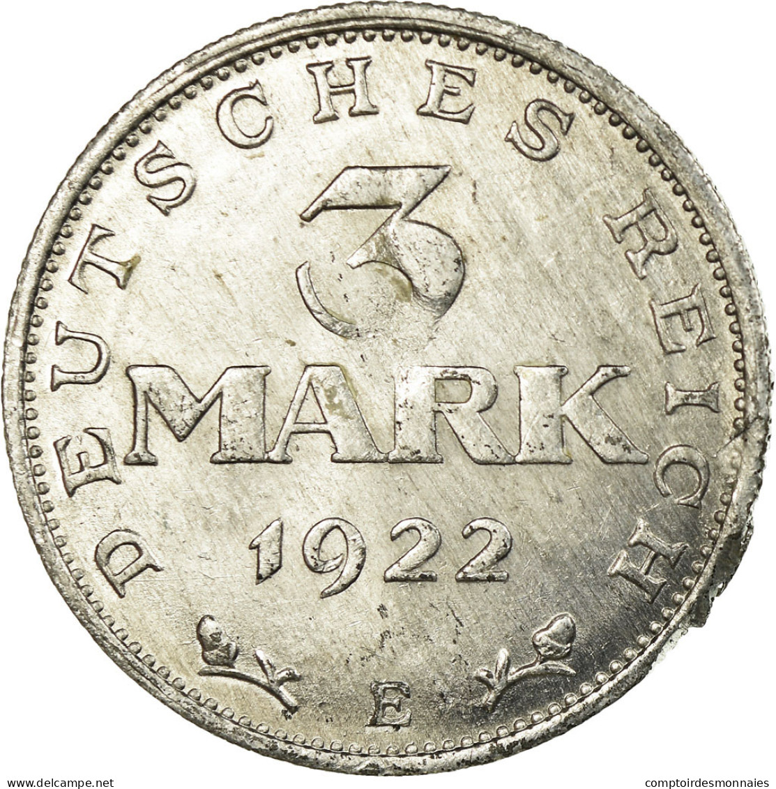 Monnaie, Allemagne, République De Weimar, 3 Mark, 1922, Muldenhütten, TTB - 3 Mark & 3 Reichsmark