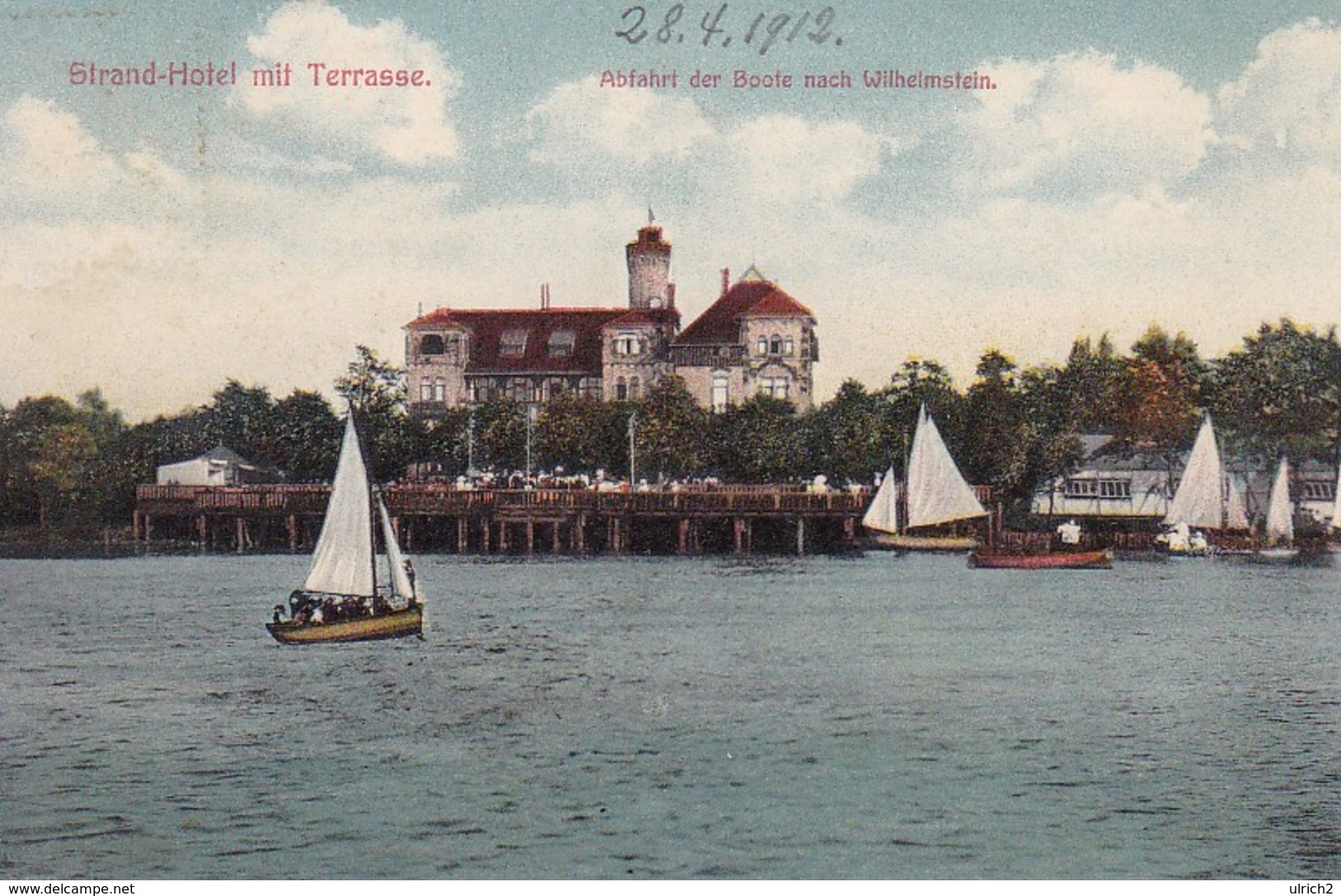 AK Strand-Hotel Steinhude Mit Terrasse  -Abfahrt Der Boote Nach Wilhelmstein - Ca. 1910 (45657) - Wunstorf