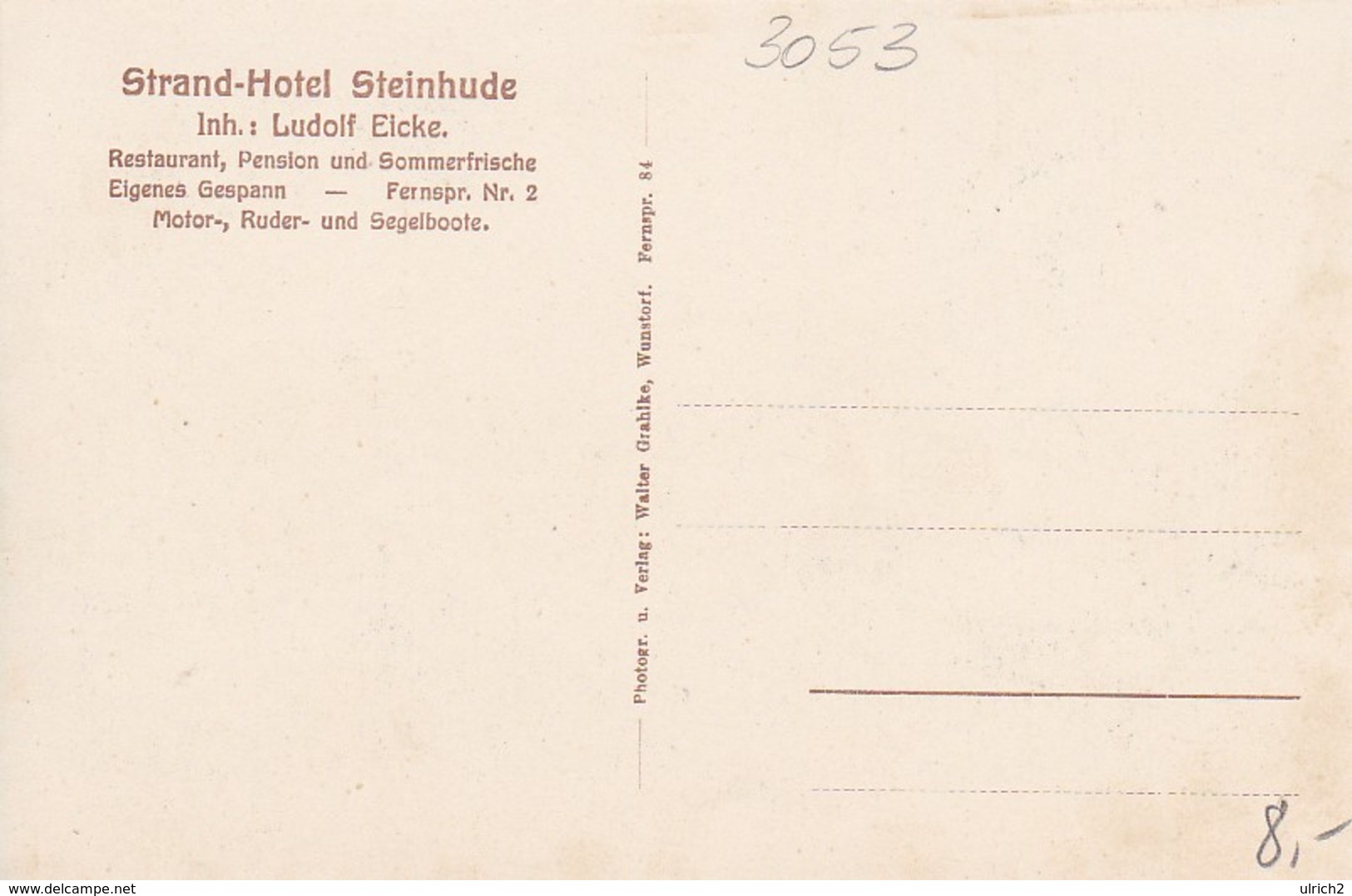 AK Strand-Hotel Steinhude Mit Terrasse  -Abfahrt Der Boote Nach Wilhelmstein - Ca. 1910 (45657) - Wunstorf