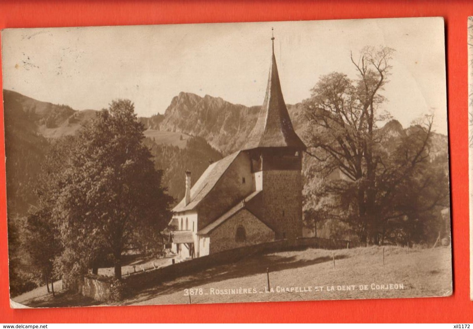 KAP-17 Rossinières Pays-d'en-Haut. Chapelle Et Dent De Corjeon. Bromure. Circulé, Timbre Manque - Rossinière