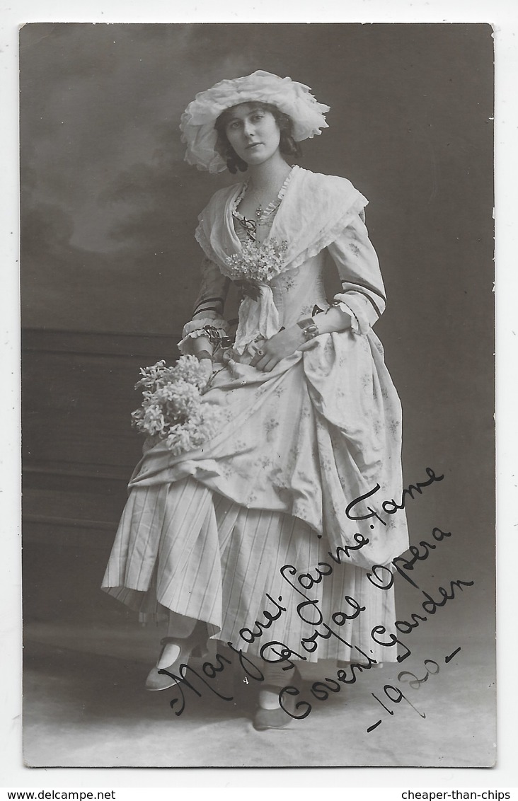 Autograph & Family Message - Margaret Lavine-Tame - Soprano - Manon - Royal Opera House - 1920 - Opera