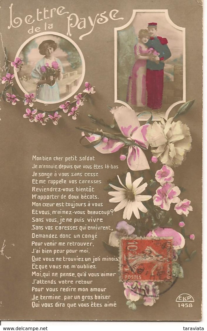 LETTRE DE LA PAYSE Militaire Femme Couple Guerre 1914-1918 Patriotique - Weltkrieg 1914-18