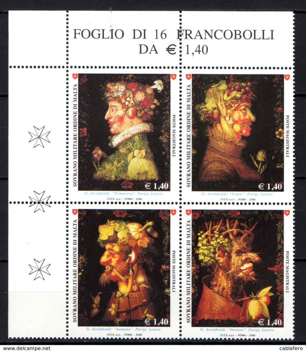 SMOM - 2008 - LE QUATTRO STAGIONI DI GIUSEPPE ARCIMBOLDI (1527-1593) - MNH - Sovrano Militare Ordine Di Malta