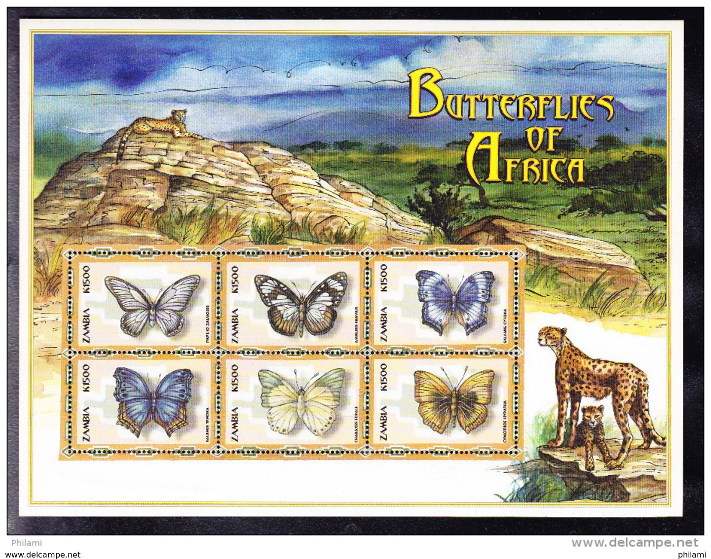 LABEL ZAMBIA, BUTTERFLY. ** MNH (4V111) - Vignettes De Fantaisie