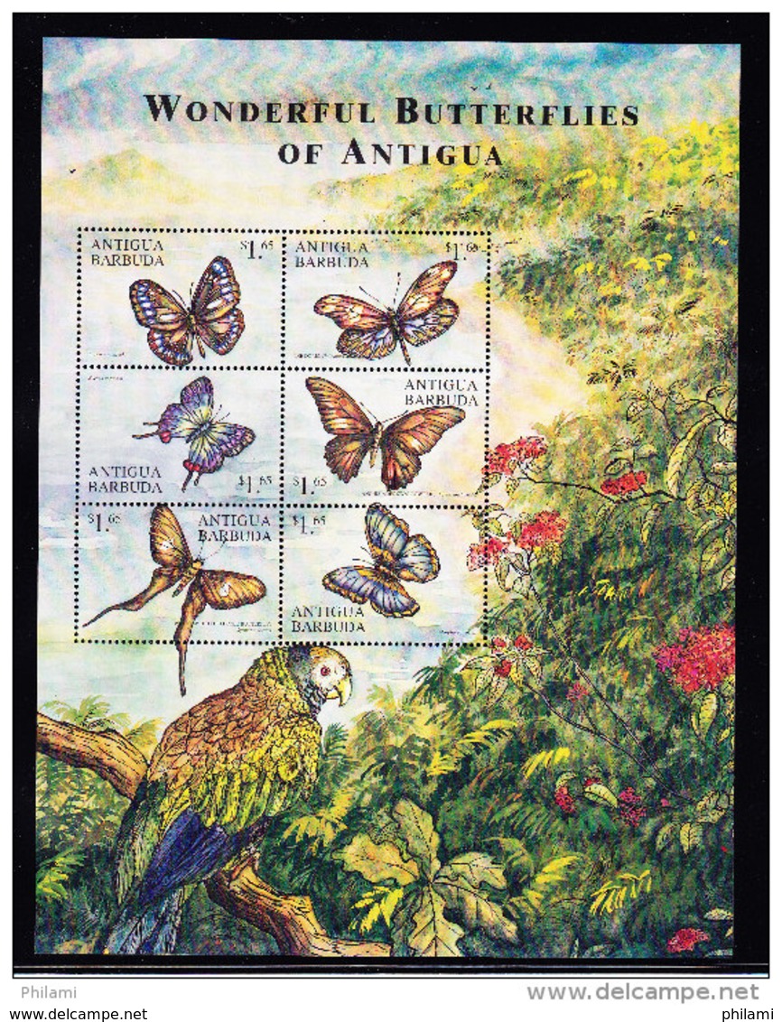 LABEL ANTIGUA BARBUDA, BUTTERFLY. ** MNH (4V96) - Vignettes De Fantaisie