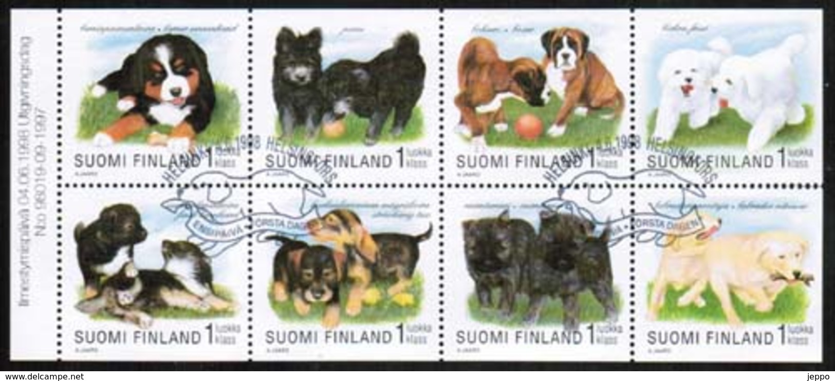 1998 Finland Puppies Booklet Pane FD Stamped. - Carnets