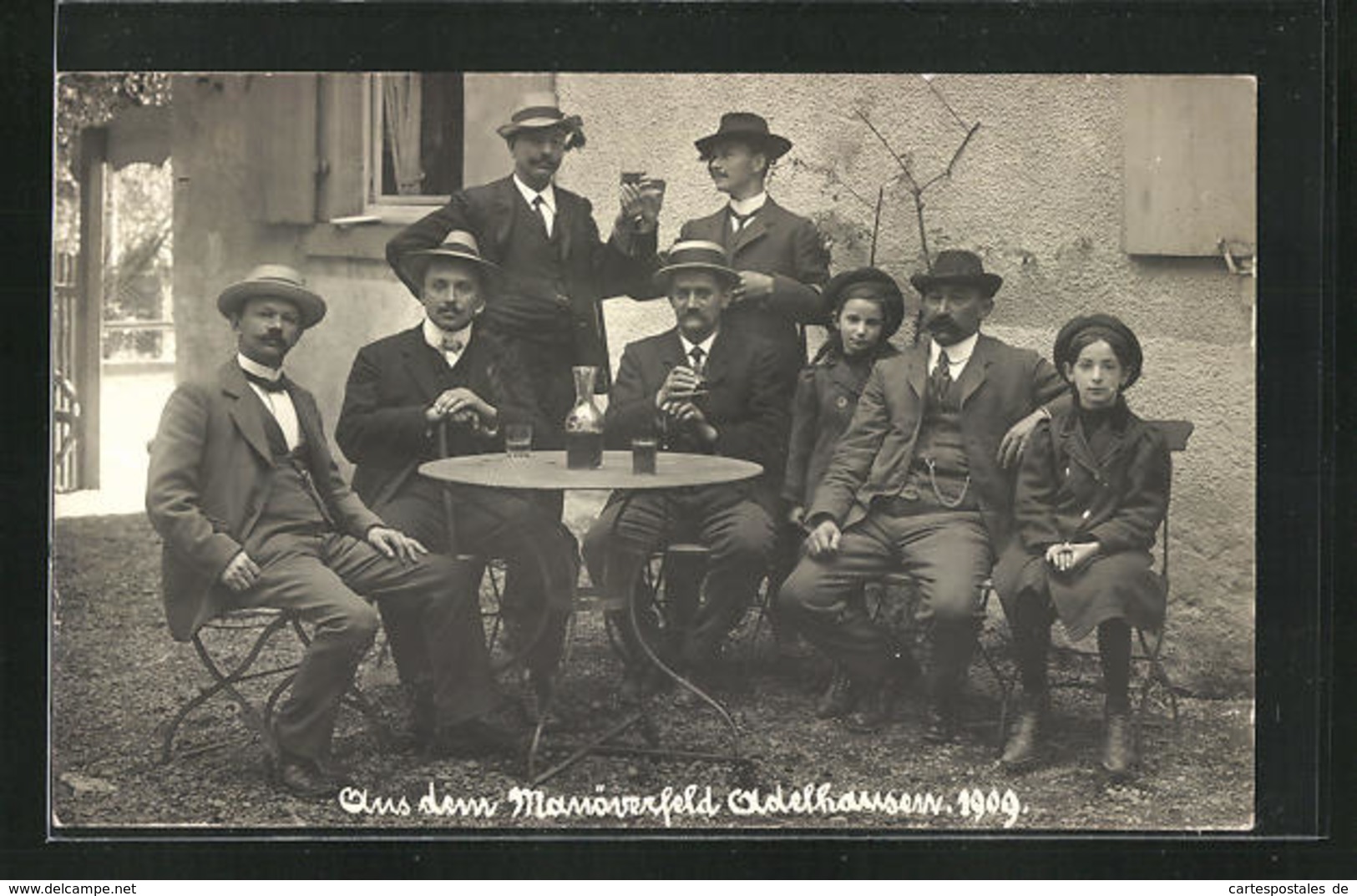 CPA Adelhausen, Aus Dem Manöverfeld 1909, Männer Et Fille Am Le Jardintisch - Otros & Sin Clasificación