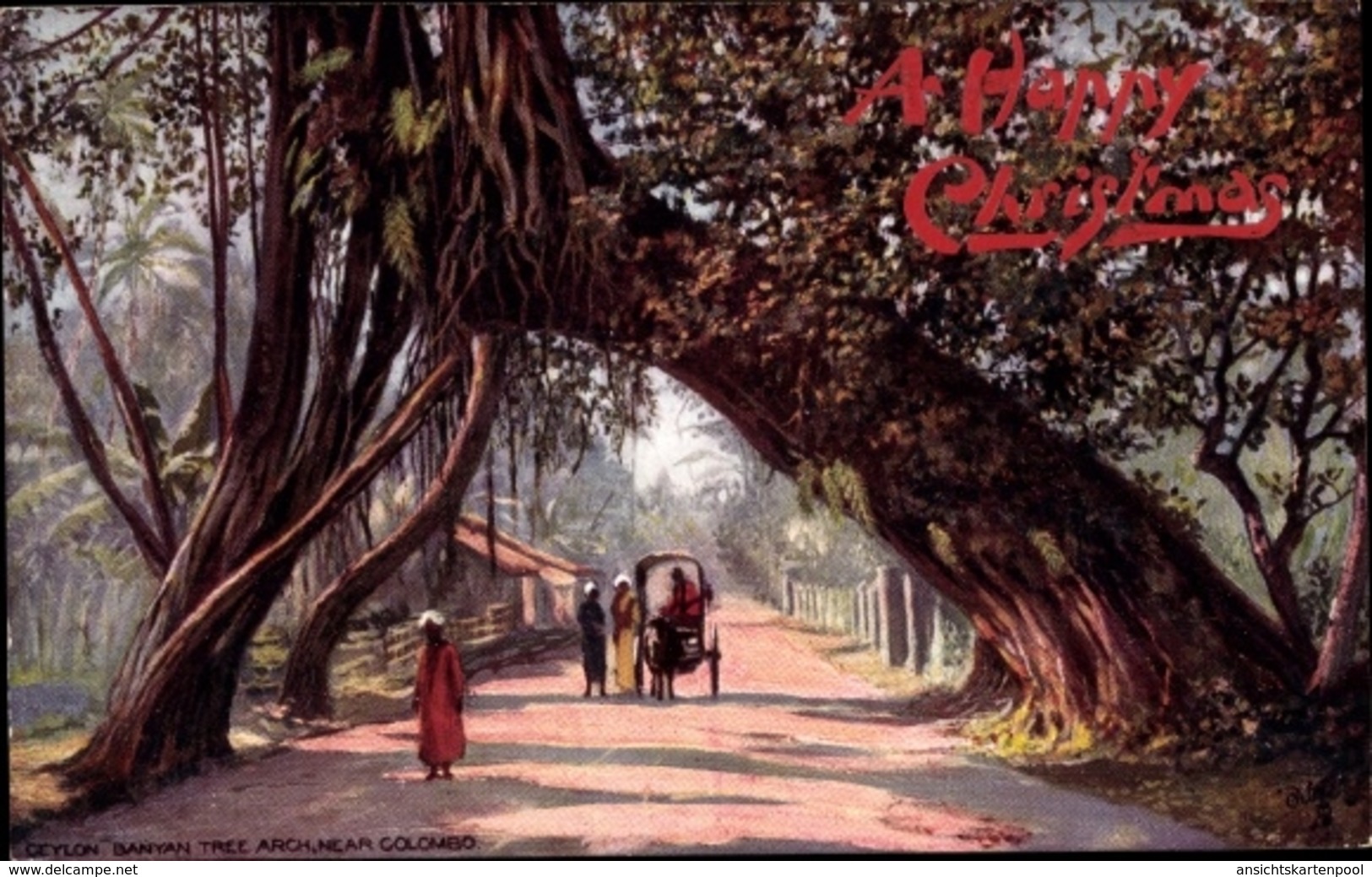 Artiste Cp Kandy Ceylon Sri Lanka, Banyan Tree Arch Near Colombo, Tuck Series II No 7482 - Sri Lanka (Ceylon)