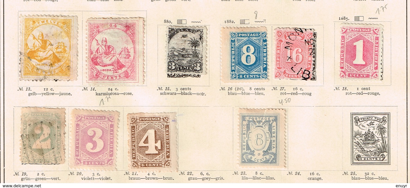 Liberia. Ancienne Collection. Old Collection. Timbres Fiscaux Revenues - Verzamelingen (zonder Album)