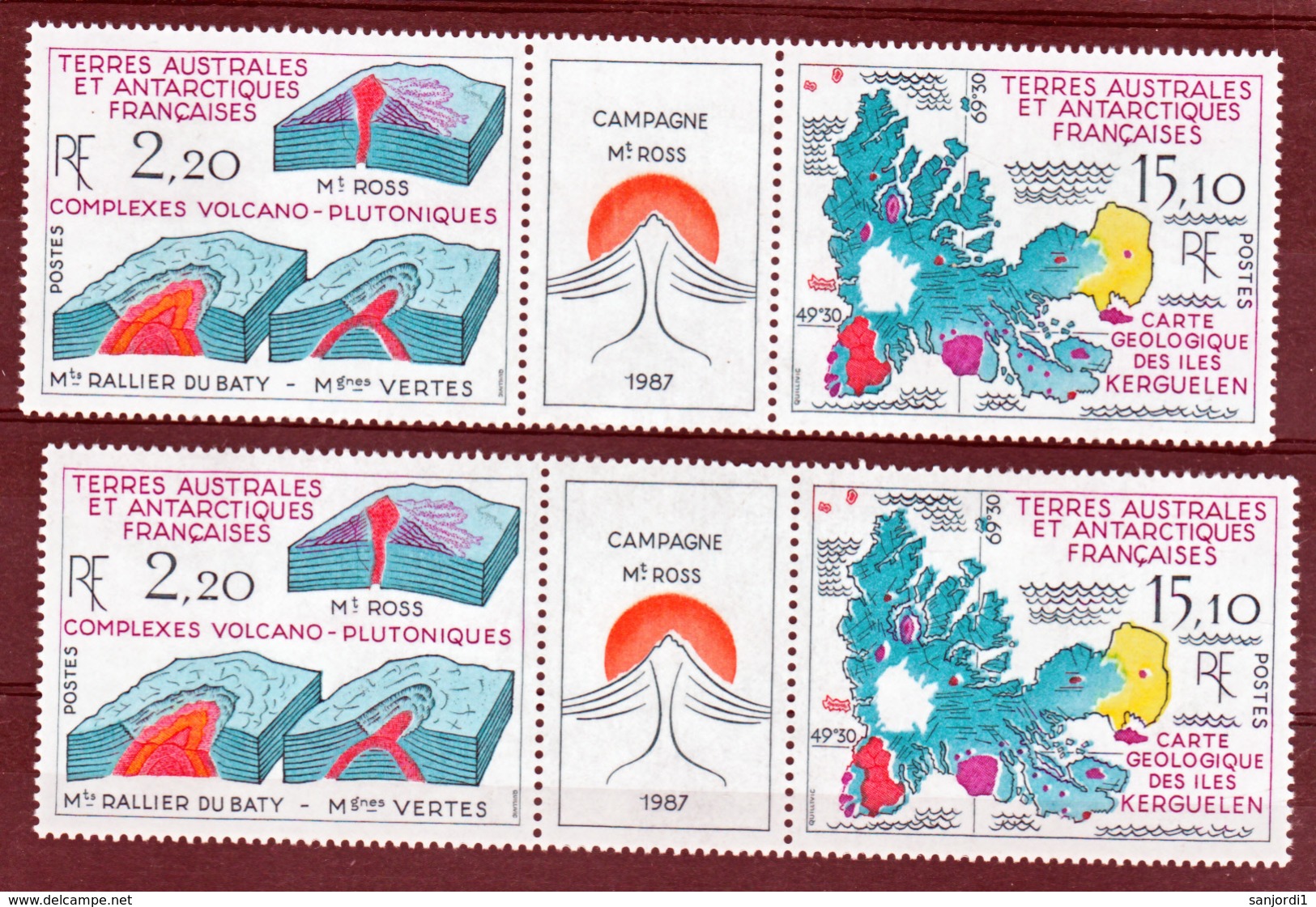 TAAF 139A  Variété Impression Décalée Halos Blancs Et Normal Geologie Neuf ** MNH Sin Charmela - Imperforates, Proofs & Errors