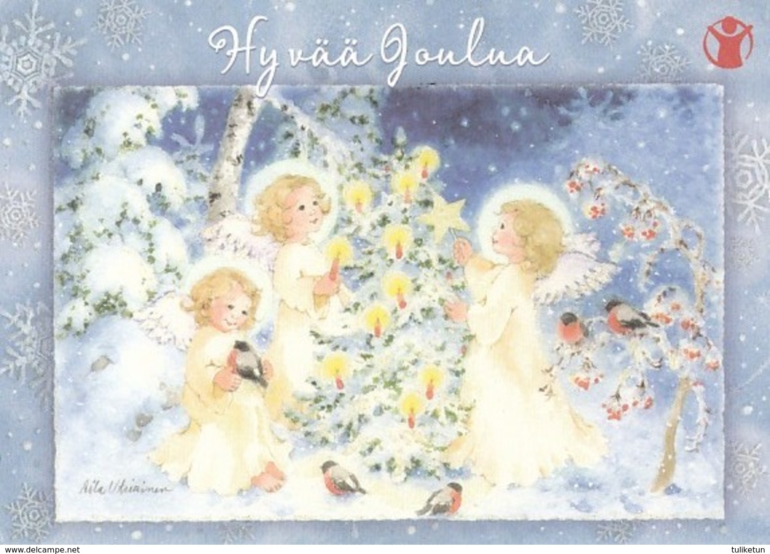 Postal Stationery - Birds - Bullfinches - Angels Decorating Xmas Tree - Save The Kids - Suomi Finland - Postage Paid - Interi Postali