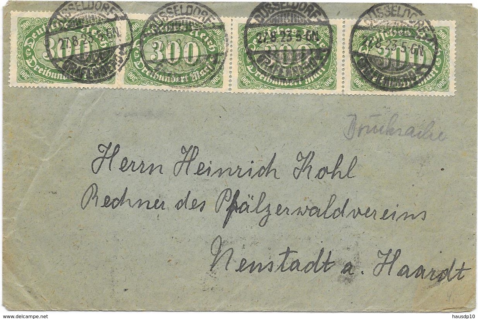 DR Infla Brief Düsseldorf 27.8.23 Mif. MI.249,268 - Storia Postale