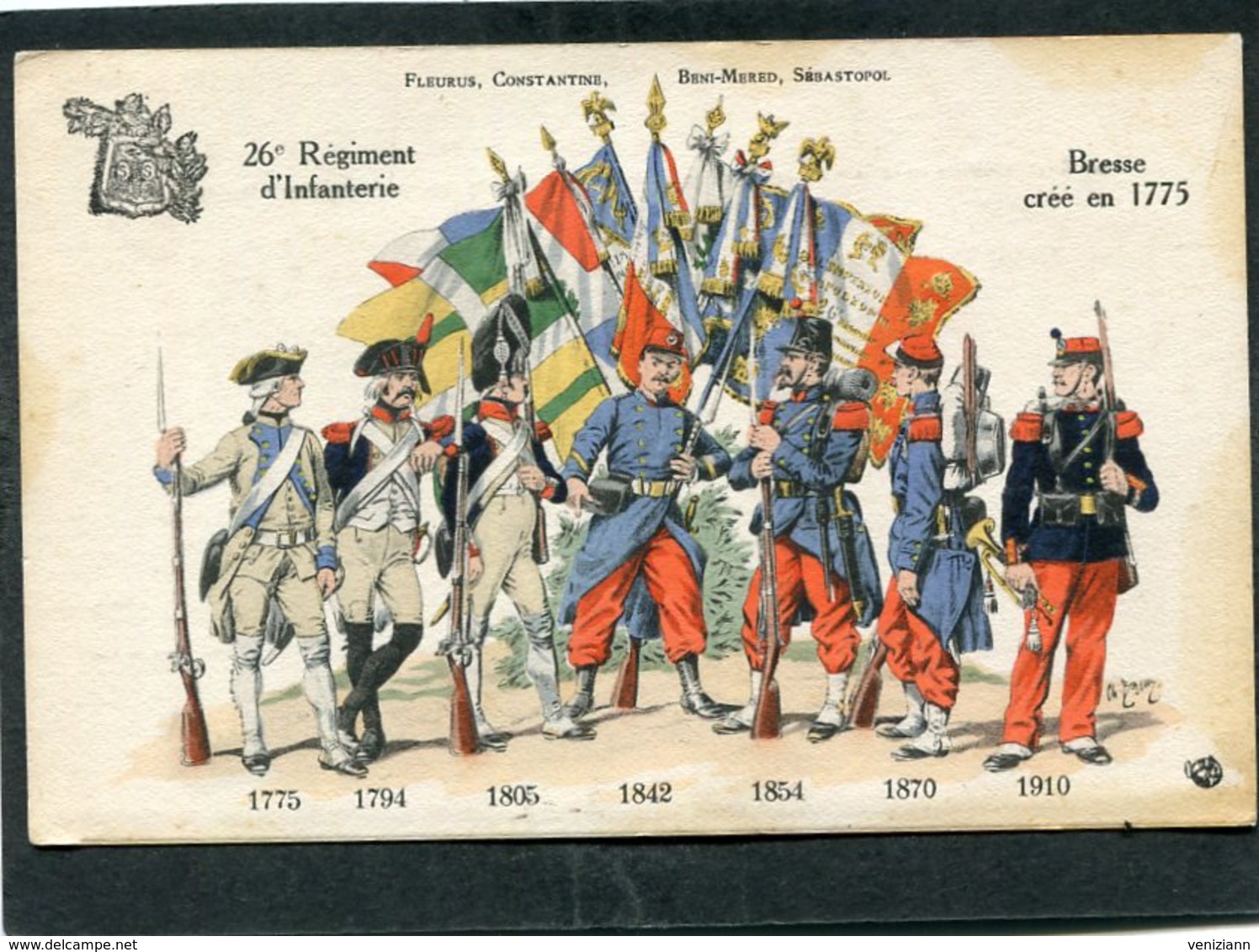 CPA - 26è Régiment D'Infanterie Crée En 1775 - Régiments